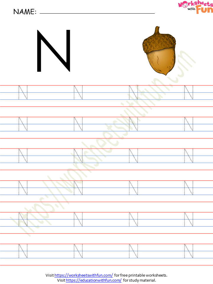 English - Preschool: Alphabet (Letter 'N') Worksheet 2